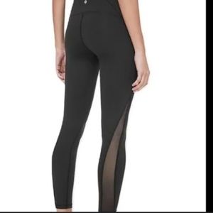 Lululemon WUNDER UNDER HIGH RISE side mesh black leggings